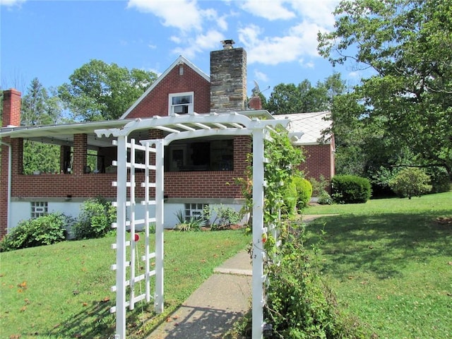 exterior space featuring a pergola