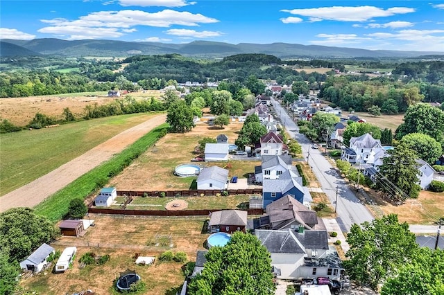 aerial view with a mountain view