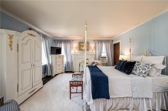 bedroom with ornamental molding