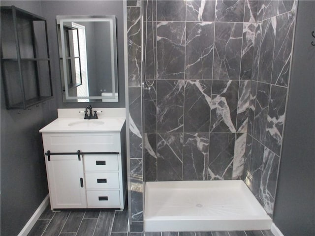 2551 Woodward Ave, Brookline, PA 15226 - full bath featuring vanity, a stall shower, and baseboards