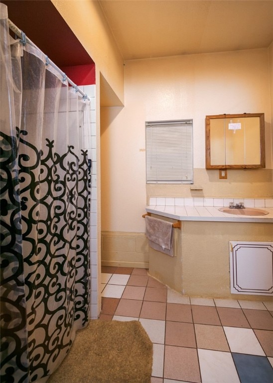 bathroom featuring vanity and tile patterned floors