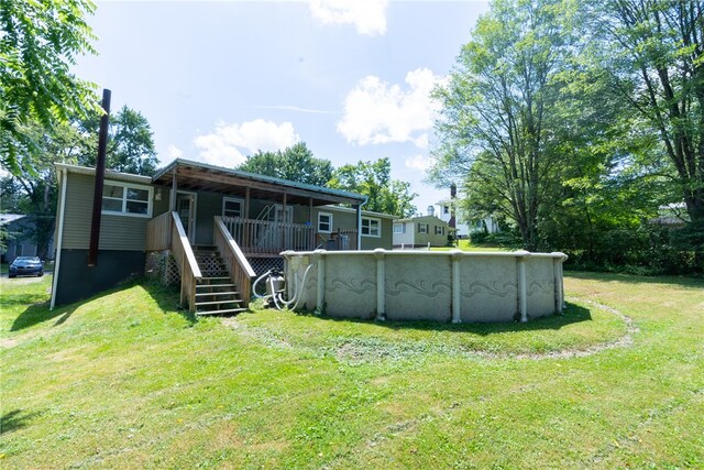 view of yard with a deck