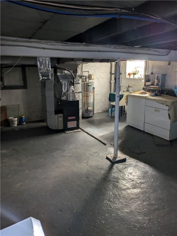 3110 Brentwood Ave, Brentwood, PA 15227 - below grade area with independent washer and dryer, gas water heater, and heating unit