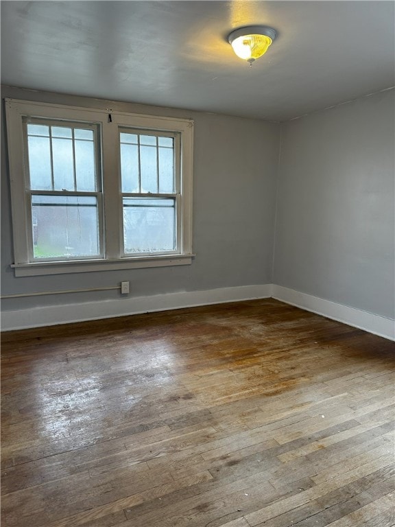 spare room with wood-type flooring