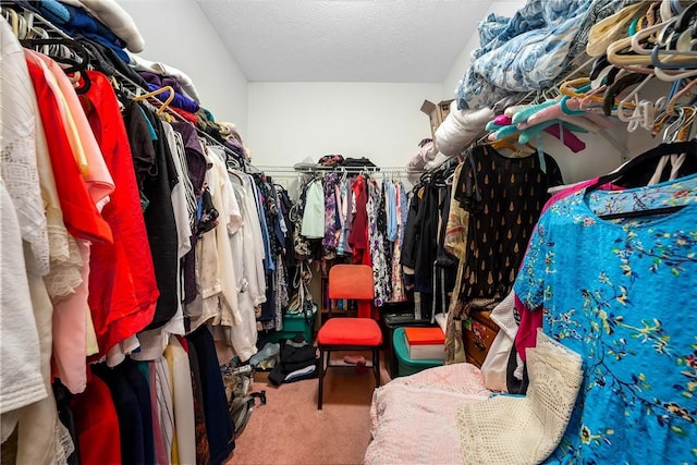 spacious closet with carpet flooring