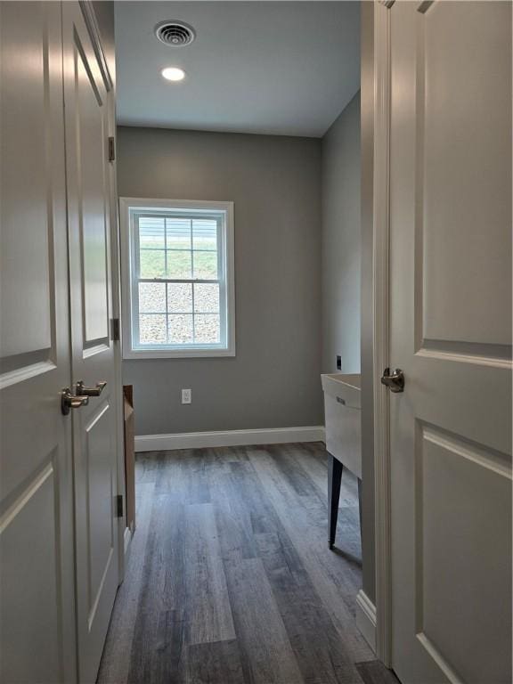 interior space featuring dark wood-type flooring