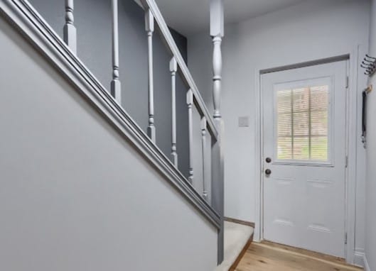 foyer with light hardwood / wood-style flooring