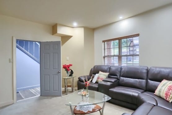 living room with carpet