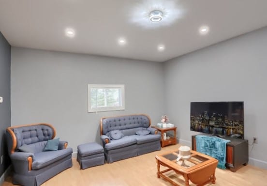 living room with hardwood / wood-style floors