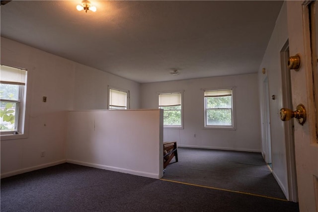 empty room with dark colored carpet