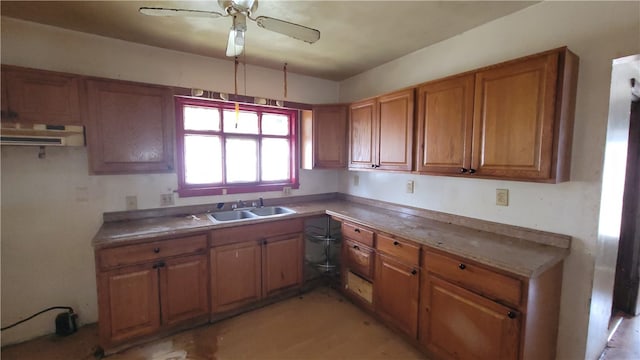 kitchen with sink and ceiling fan