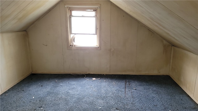 additional living space with carpet floors and vaulted ceiling