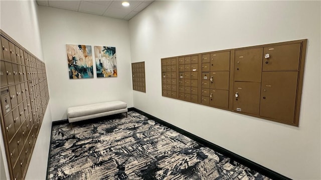 112 Washington Pl Unit 7E, Downtown Pgh, PA 15219 - view of community with mail area, a drop ceiling, and recessed lighting