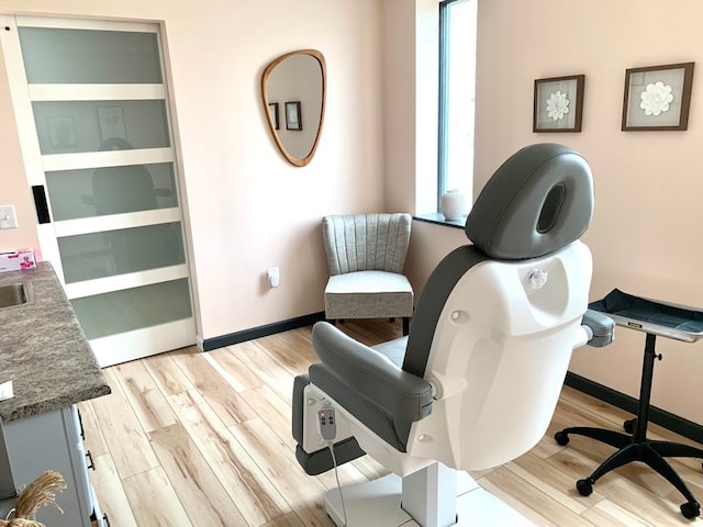 office space featuring light hardwood / wood-style floors