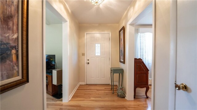 interior space with light hardwood / wood-style floors