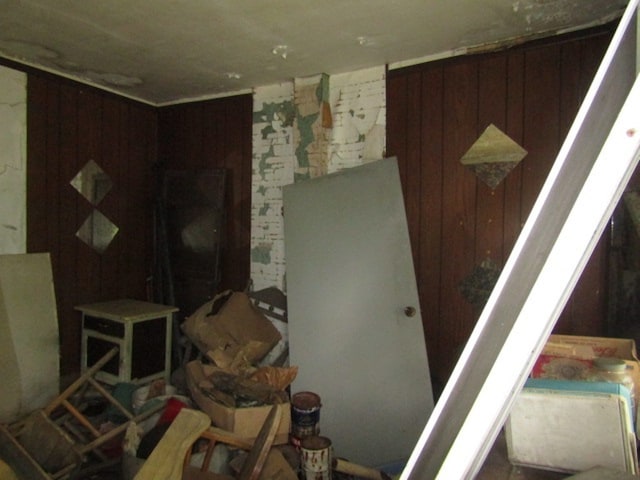 interior space with wood walls