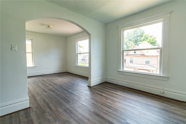 empty room with hardwood / wood-style floors and plenty of natural light