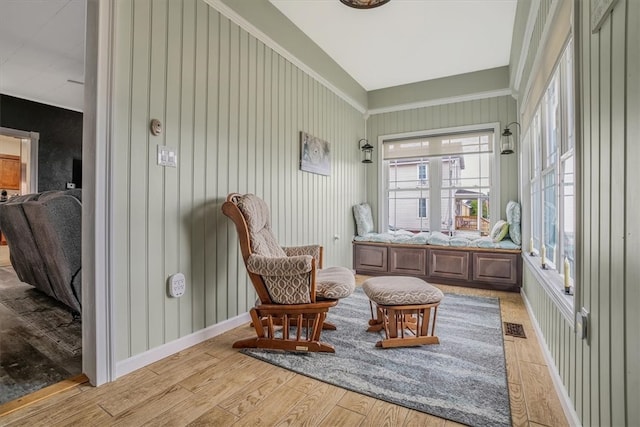 living area featuring light hardwood / wood-style flooring