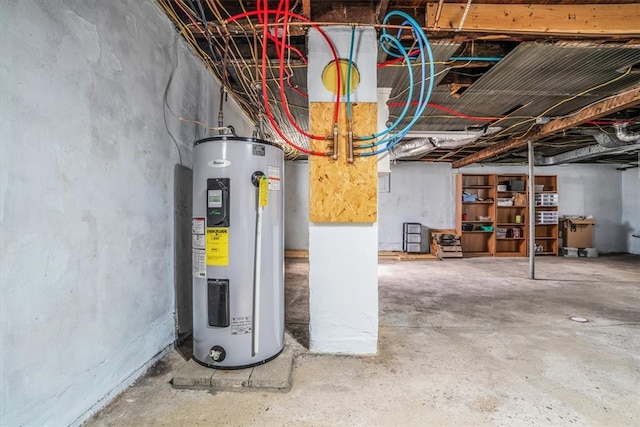 basement with water heater