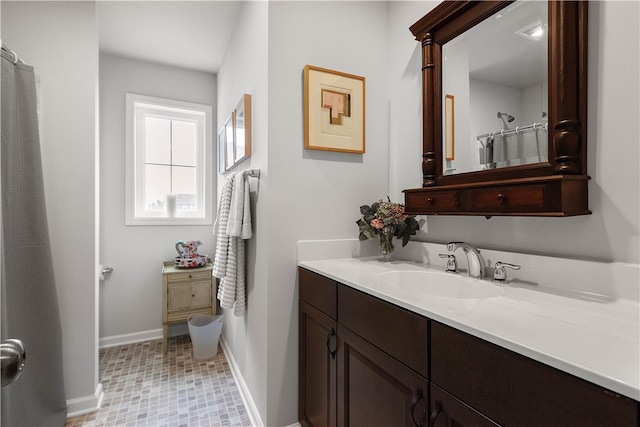 bathroom featuring vanity and tile patterned floors