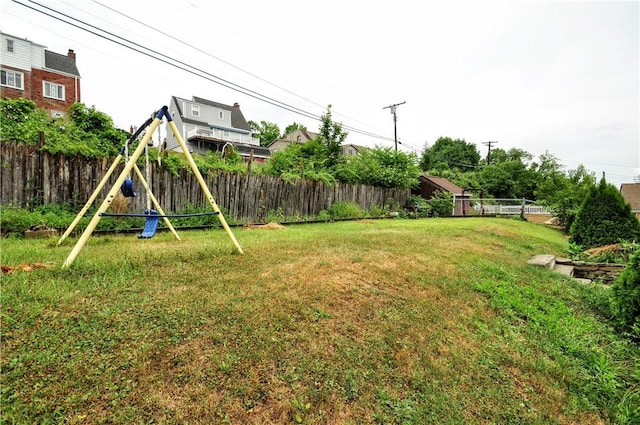 view of yard with a playground