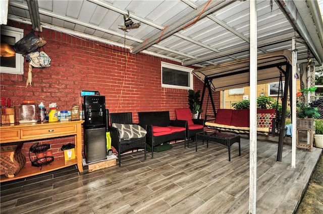 wooden deck with an outdoor hangout area