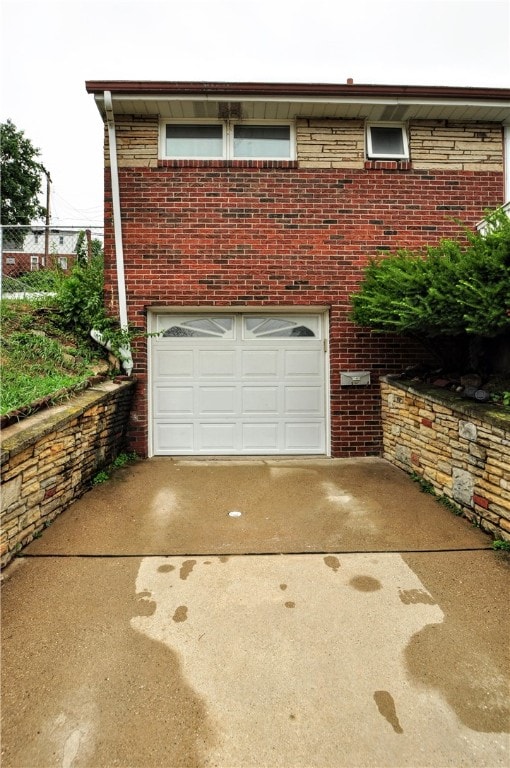 view of garage