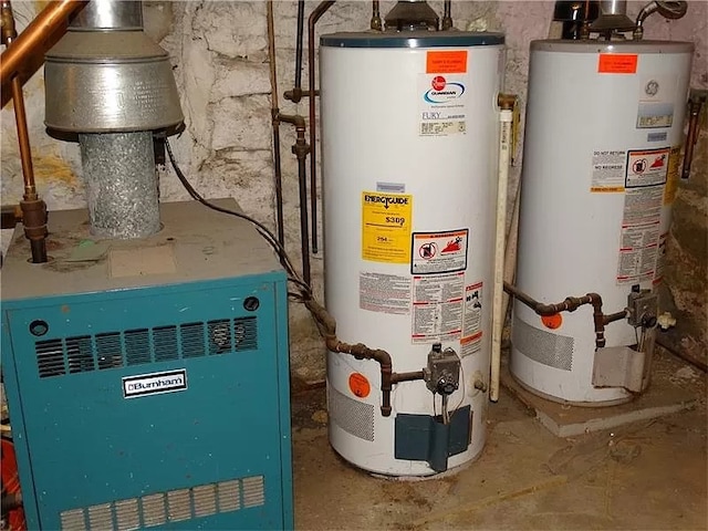 utility room featuring gas water heater