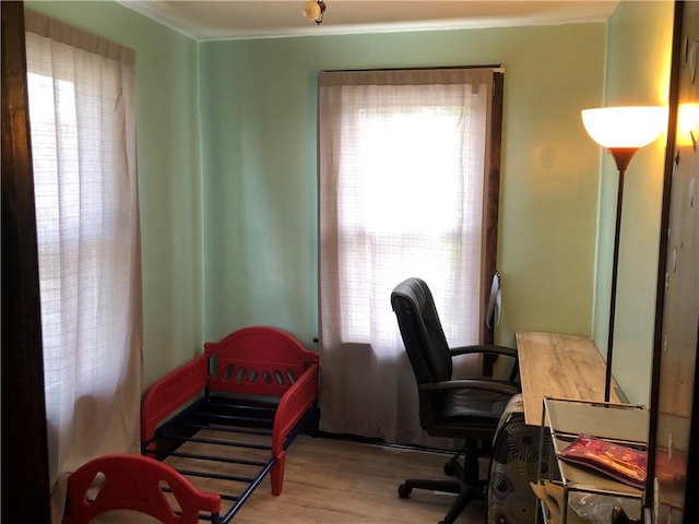 office space featuring light hardwood / wood-style floors