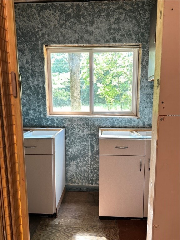 washroom featuring cabinets and plenty of natural light