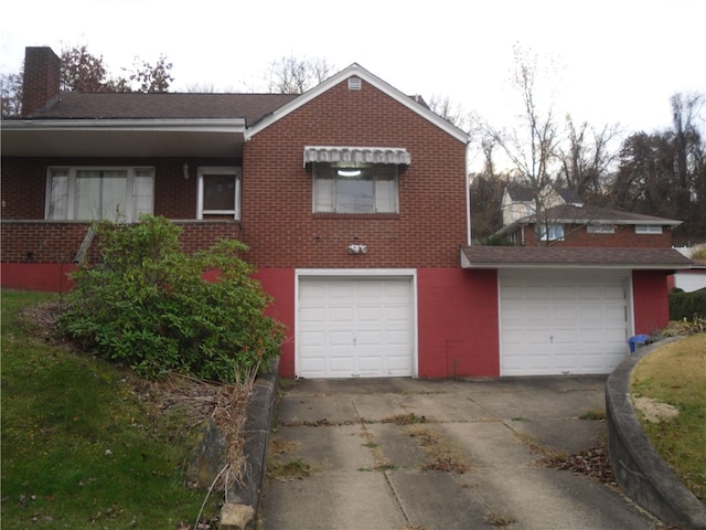 view of front of home with a garage