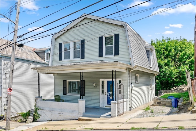 view of front property with covered porch