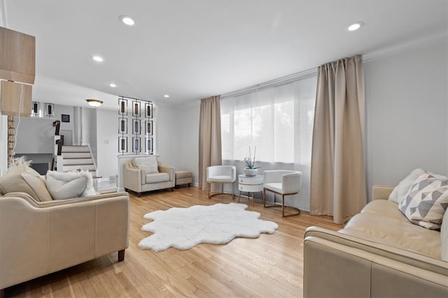 living room featuring light hardwood / wood-style floors