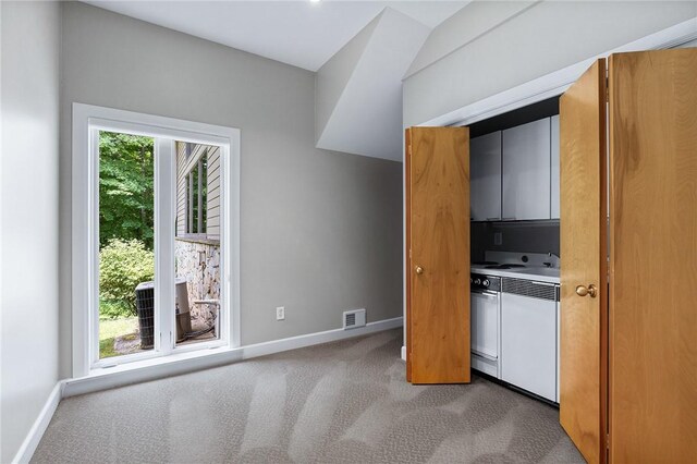 kitchen featuring sink and light carpet