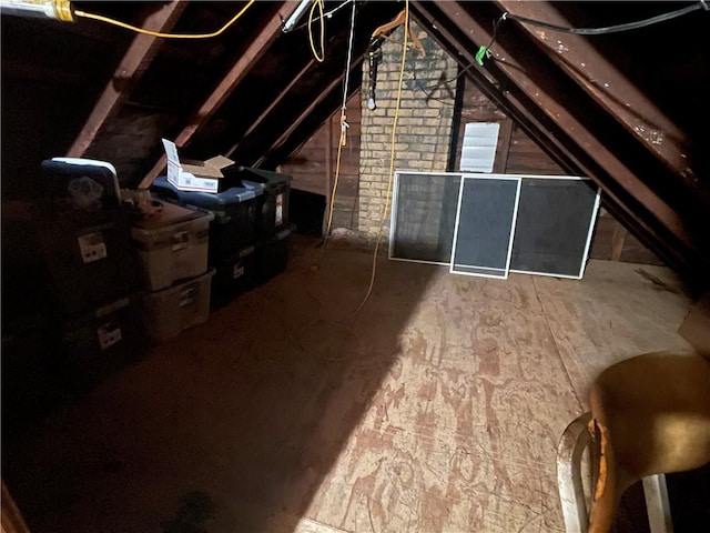view of unfinished attic