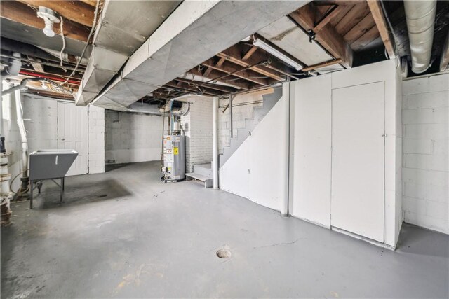 basement with water heater