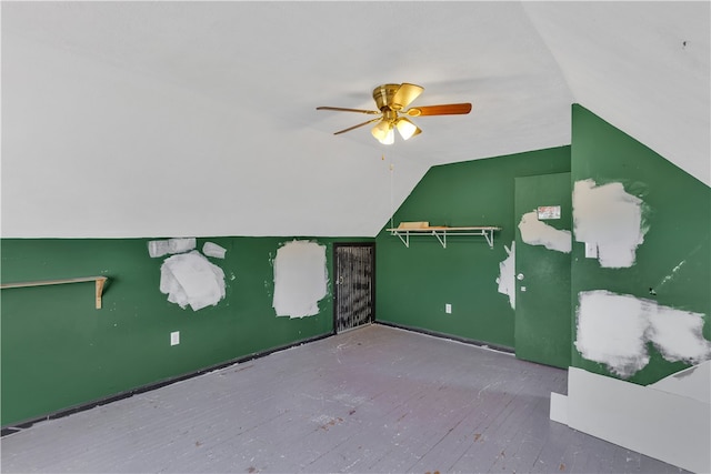 bonus room featuring ceiling fan and lofted ceiling