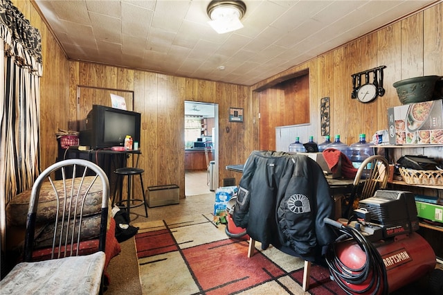 office with wooden walls