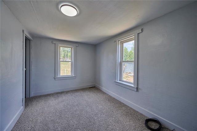 empty room featuring a wealth of natural light and carpet flooring