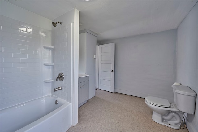 bathroom featuring toilet and tiled shower / bath combo