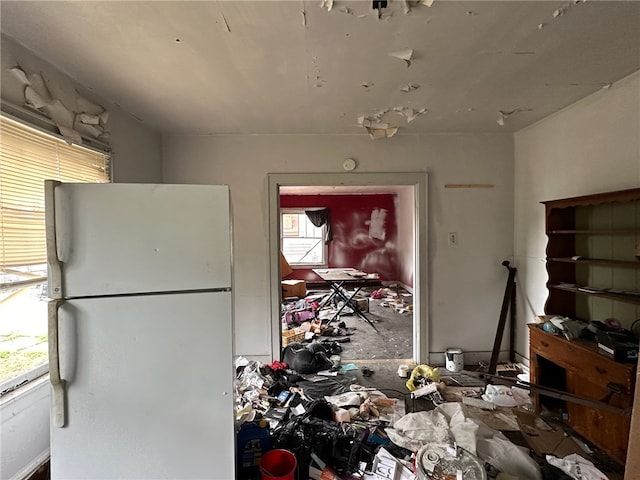 interior space featuring white refrigerator