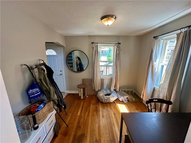 misc room featuring hardwood / wood-style flooring and a wealth of natural light