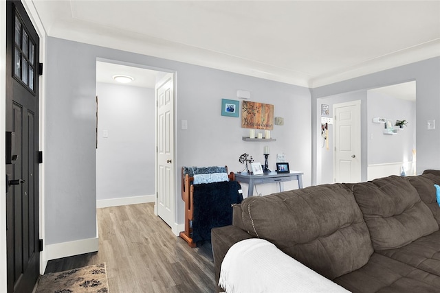 living room with hardwood / wood-style floors