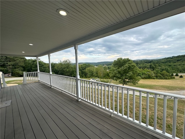 deck featuring a yard