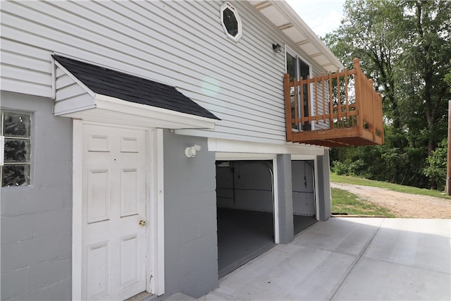 view of garage