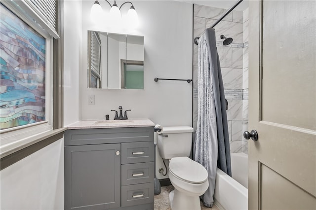 full bathroom with vanity, toilet, tile patterned floors, and shower / bath combo