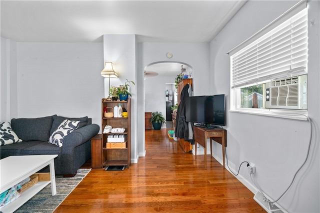 living room with wood-type flooring