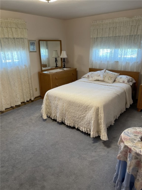 bedroom with multiple windows and carpet flooring