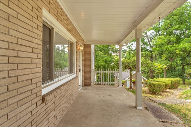 view of patio featuring a porch