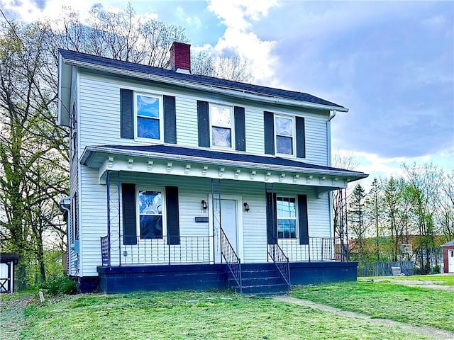 118 Wengler Ave, Sharon, PA 16146 - traditional-style home with a chimney, a porch, and a front lawn